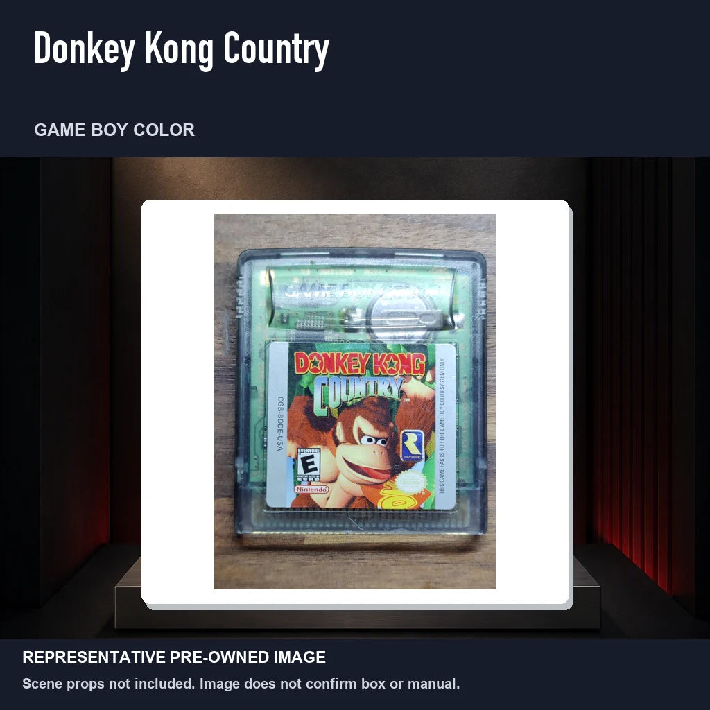 Representative pre-owned Donkey Kong Country (Game Boy Color), product image on a display panel.