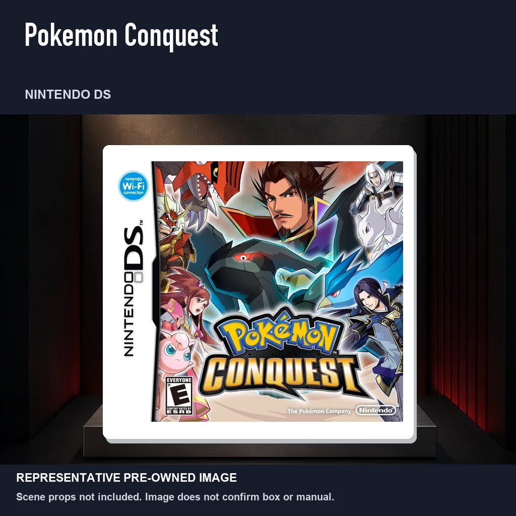 Representative pre-owned Pokemon Conquest (Nintendo DS), product image on a display panel.