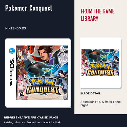 Representative pre-owned Pokemon Conquest (Nintendo DS), editorial image and detail.