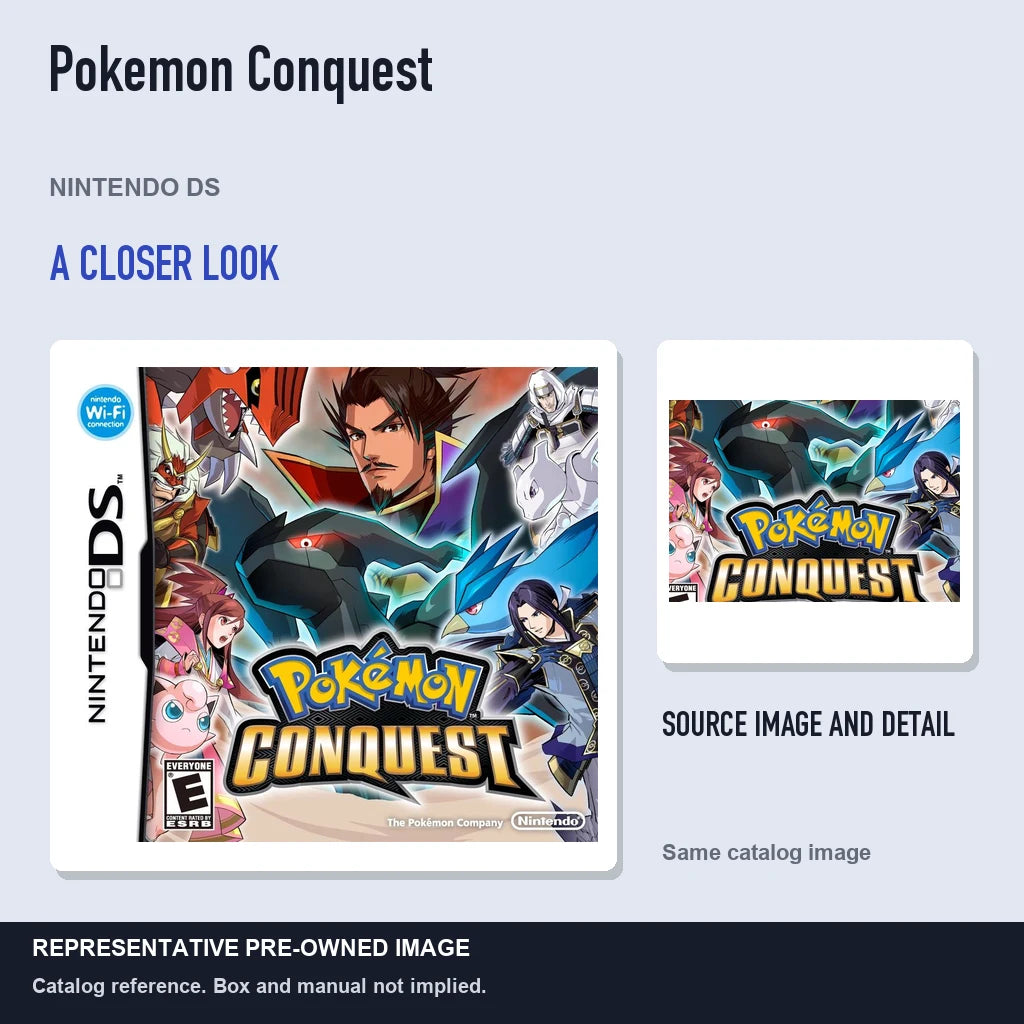Representative pre-owned Pokemon Conquest (Nintendo DS), full image with detail inset.