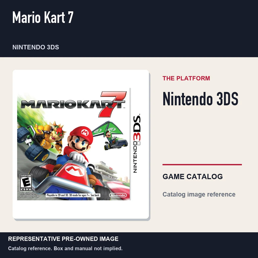 Representative pre-owned Mario Kart 7 (Nintendo 3DS), platform product layout.