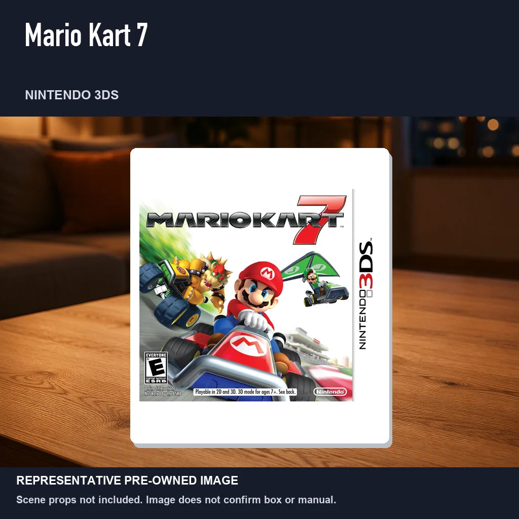 Representative pre-owned Mario Kart 7 (Nintendo 3DS), product image in a styled room scene.