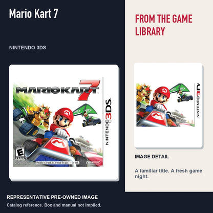 Representative pre-owned Mario Kart 7 (Nintendo 3DS), editorial image and detail.