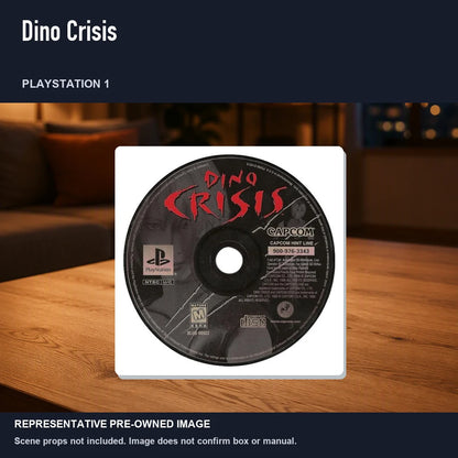 Representative pre-owned Dino Crisis (PlayStation 1), product image in a styled room scene.