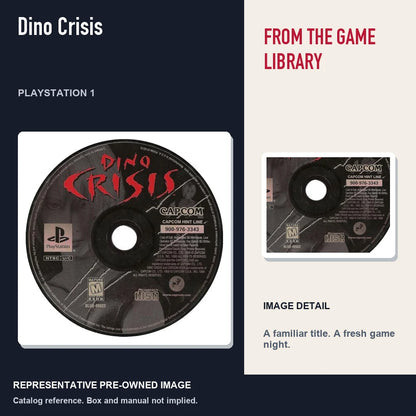 Representative pre-owned Dino Crisis (PlayStation 1), editorial image and detail.
