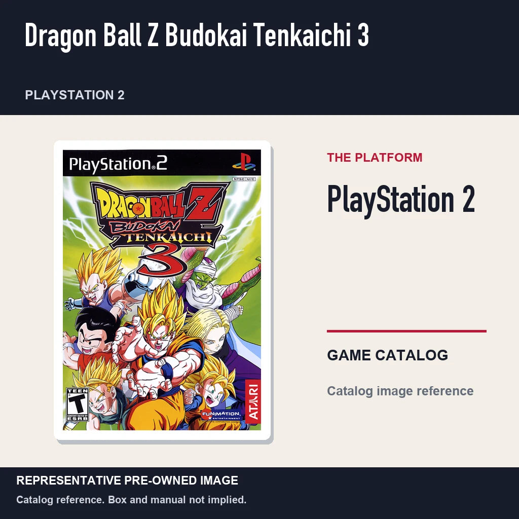 Representative pre-owned Dragon Ball Z Budokai Tenkaichi 3 (PlayStation 2), platform product layout.