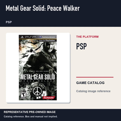Representative pre-owned Metal Gear Solid: Peace Walker (PSP), platform product layout.