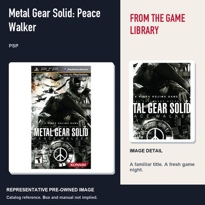 Representative pre-owned Metal Gear Solid: Peace Walker (PSP), editorial image and detail.