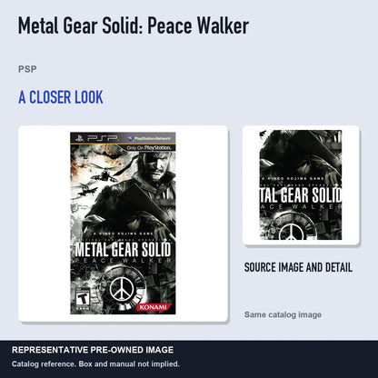 Representative pre-owned Metal Gear Solid: Peace Walker (PSP), full image with detail inset.