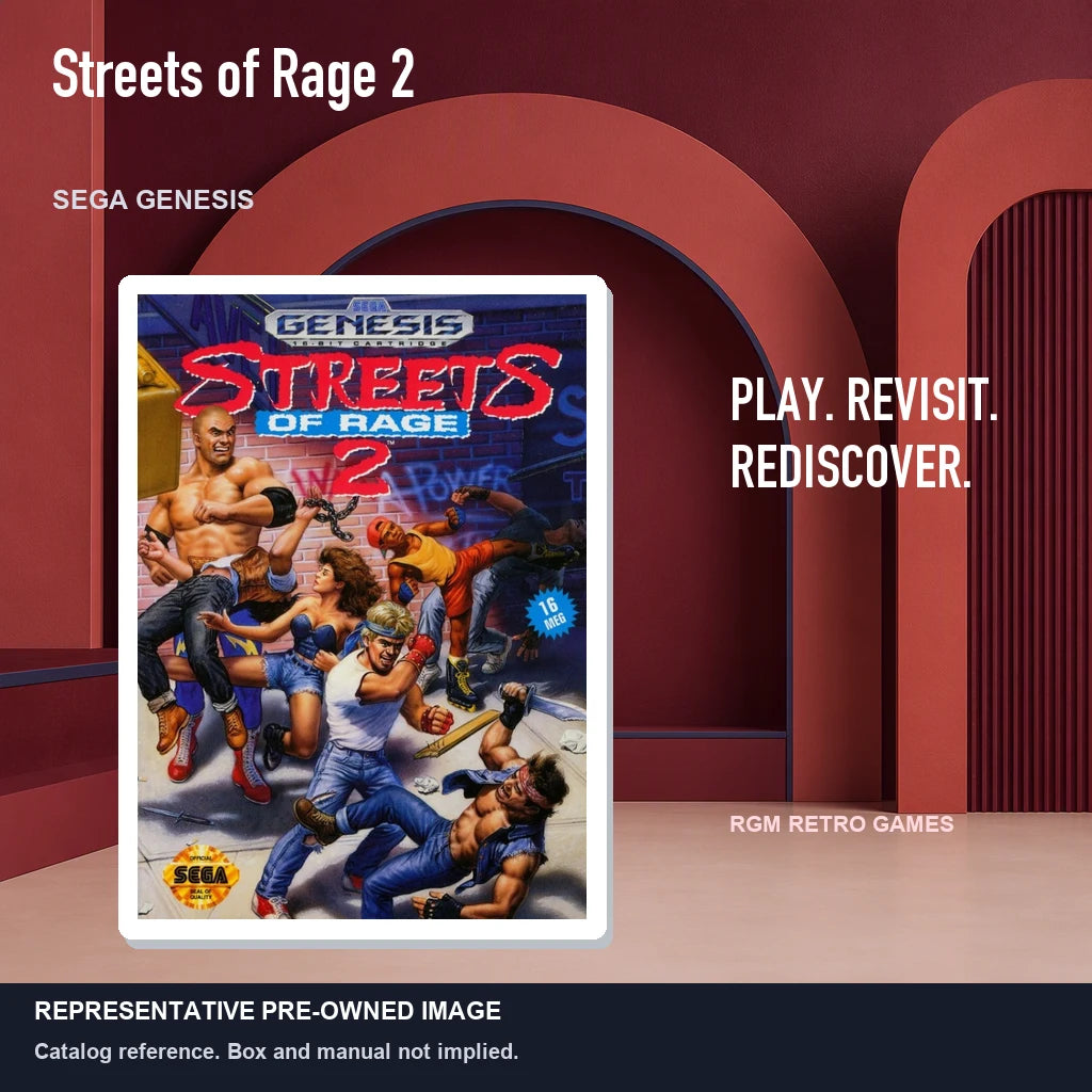 Representative pre-owned Streets of Rage 2 (Sega Genesis), red retro product layout.