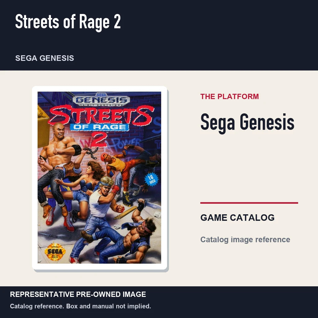 Representative pre-owned Streets of Rage 2 (Sega Genesis), platform product layout.