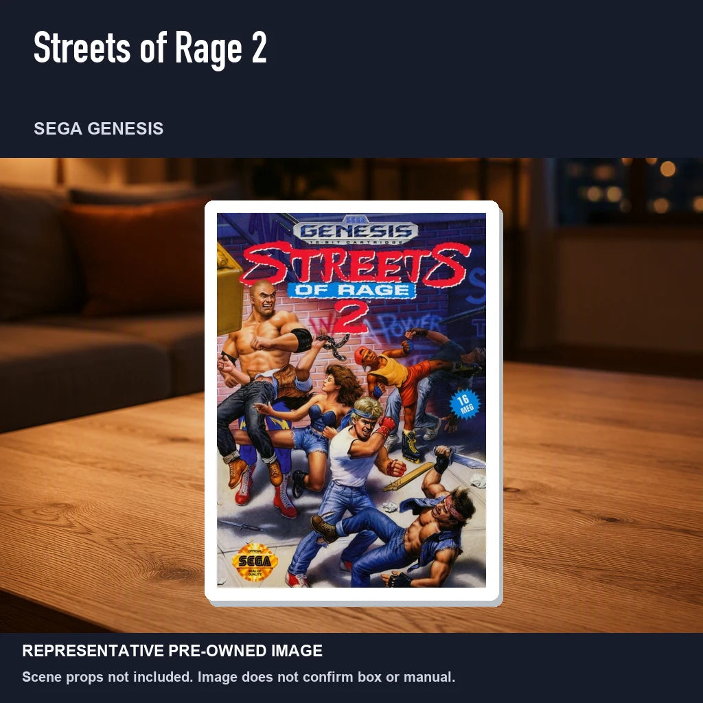 Representative pre-owned Streets of Rage 2 (Sega Genesis), product image in a styled room scene.
