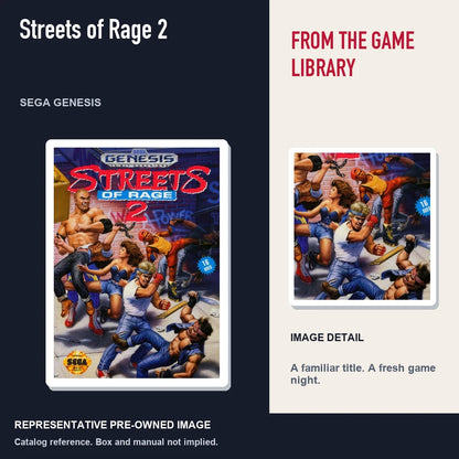 Representative pre-owned Streets of Rage 2 (Sega Genesis), editorial image and detail.