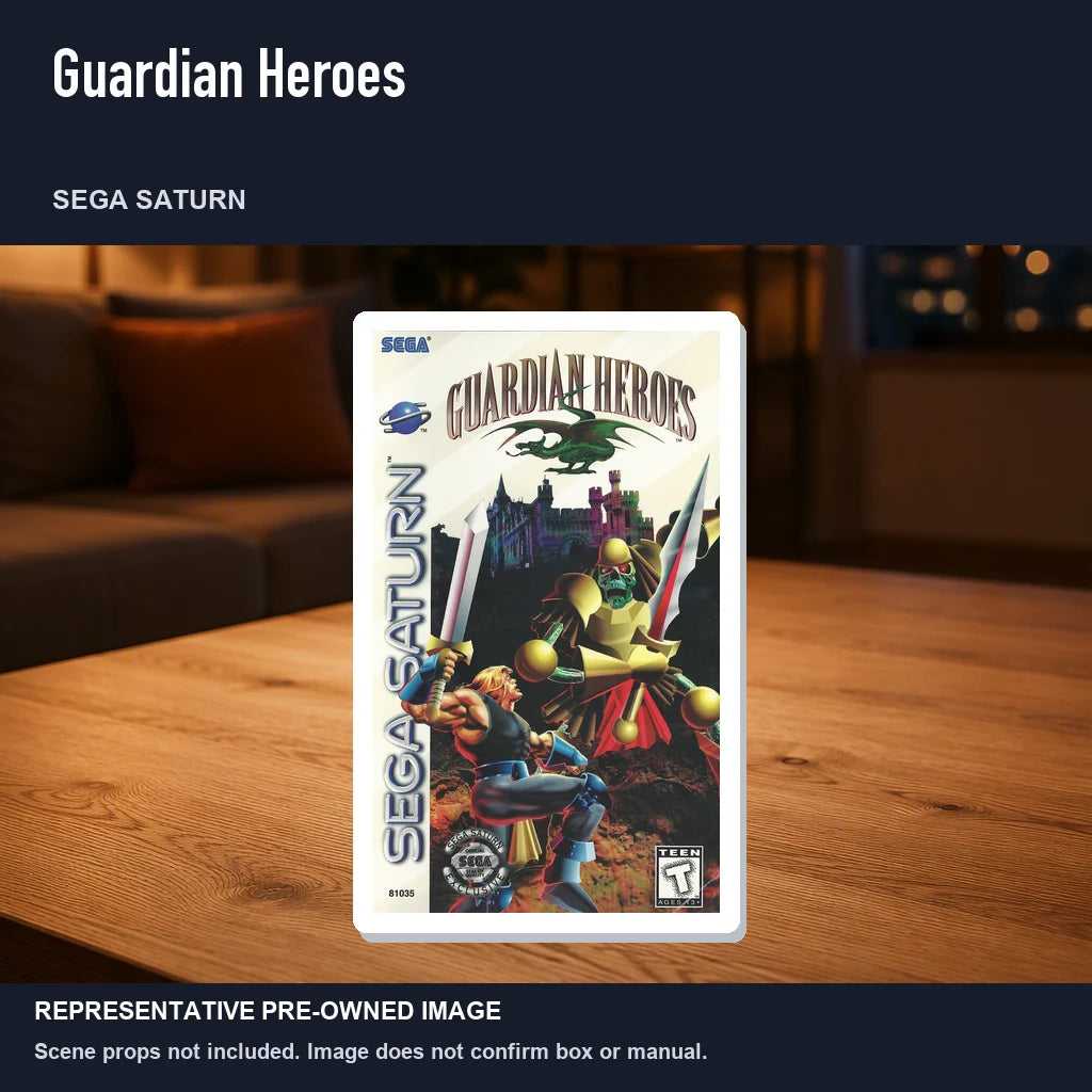 Representative pre-owned Guardian Heroes (Sega Saturn), product image in a styled room scene.