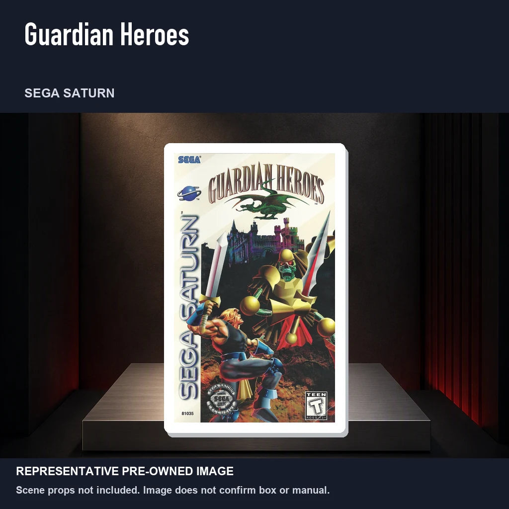 Representative pre-owned Guardian Heroes (Sega Saturn), product image on a display panel.
