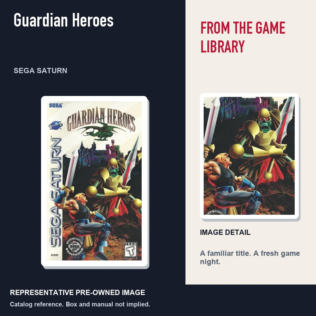 Representative pre-owned Guardian Heroes (Sega Saturn), editorial image and detail.