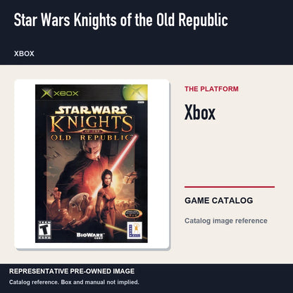 Representative pre-owned Star Wars Knights of the Old Republic (Xbox), platform product layout.