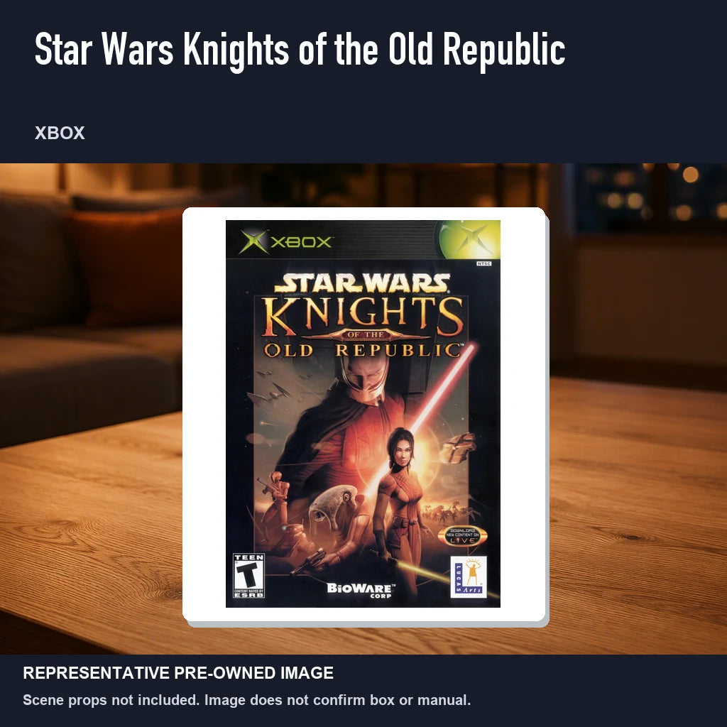 Representative pre-owned Star Wars Knights of the Old Republic (Xbox), product image in a styled room scene.