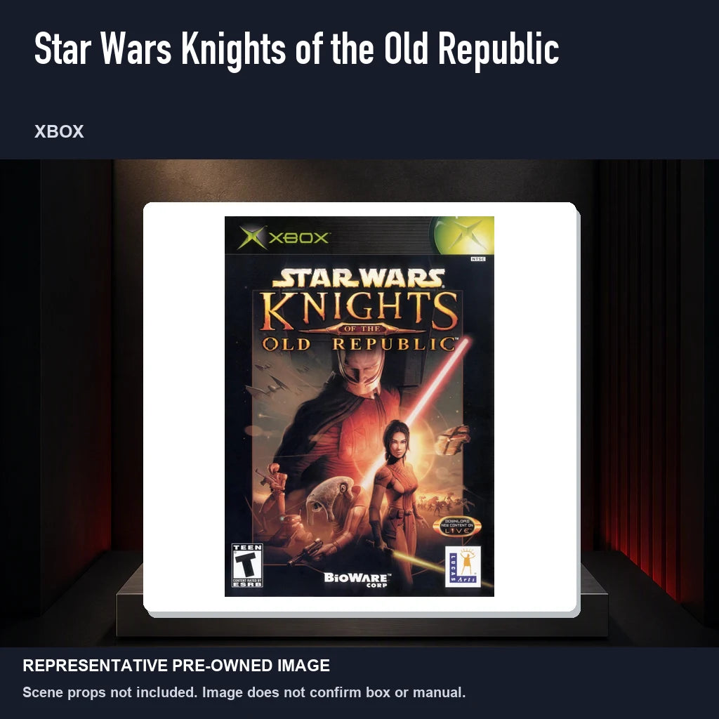 Representative pre-owned Star Wars Knights of the Old Republic (Xbox), product image on a display panel.