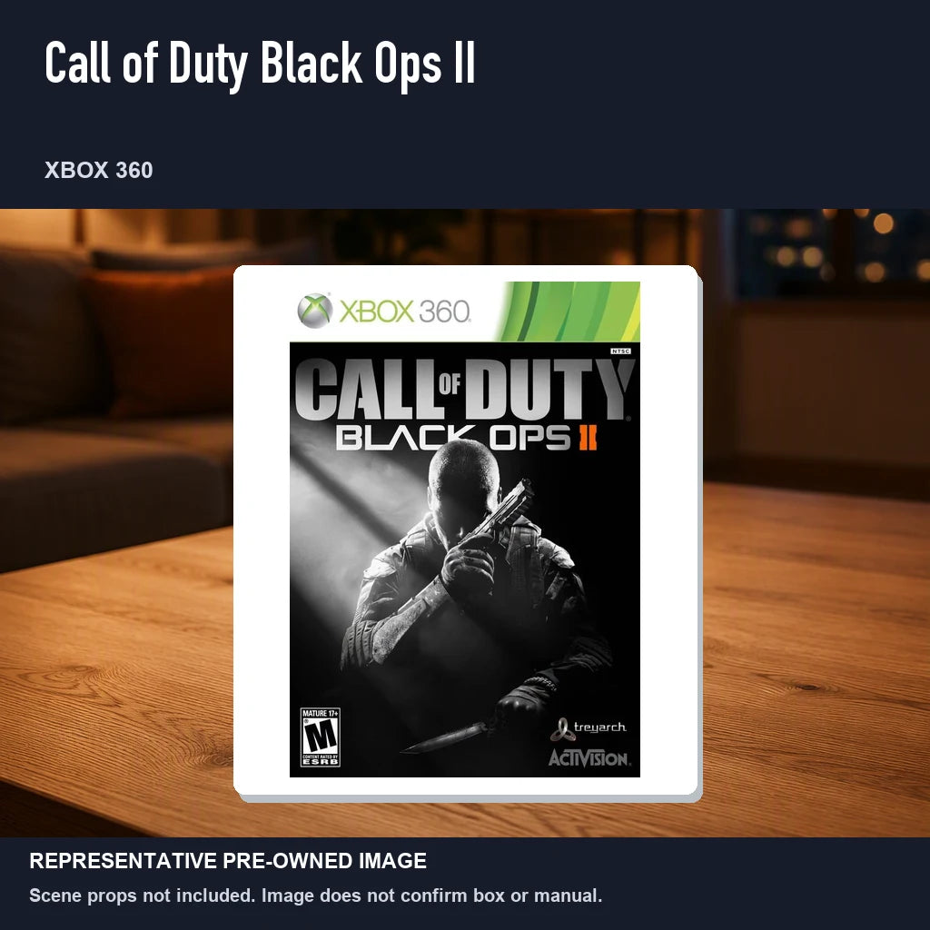 Representative pre-owned Call of Duty Black Ops II (Xbox 360), product image in a styled room scene.