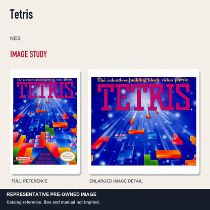 Representative pre-owned Tetris (NES), full image and detail.