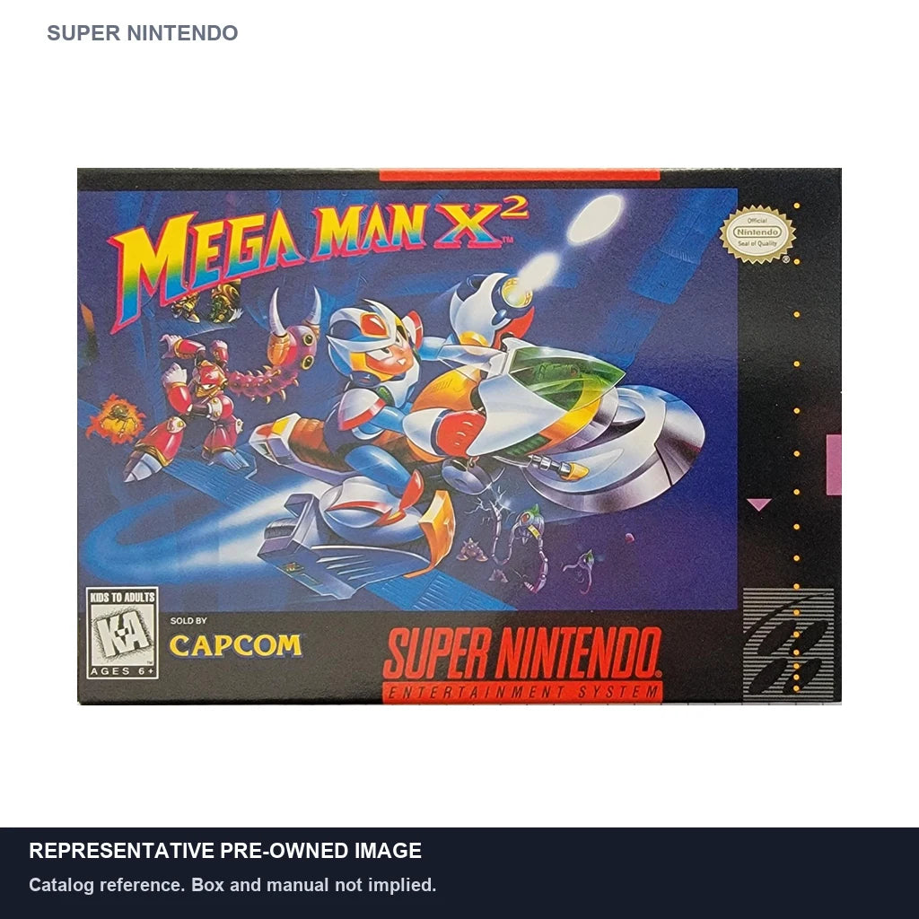 Representative pre-owned Mega Man X2 (Super Nintendo), white product reference.