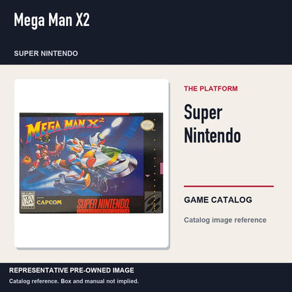 Representative pre-owned Mega Man X2 (Super Nintendo), platform product layout.