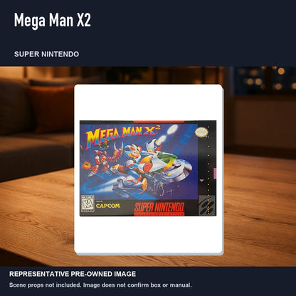 Representative pre-owned Mega Man X2 (Super Nintendo), product image in a styled room scene.