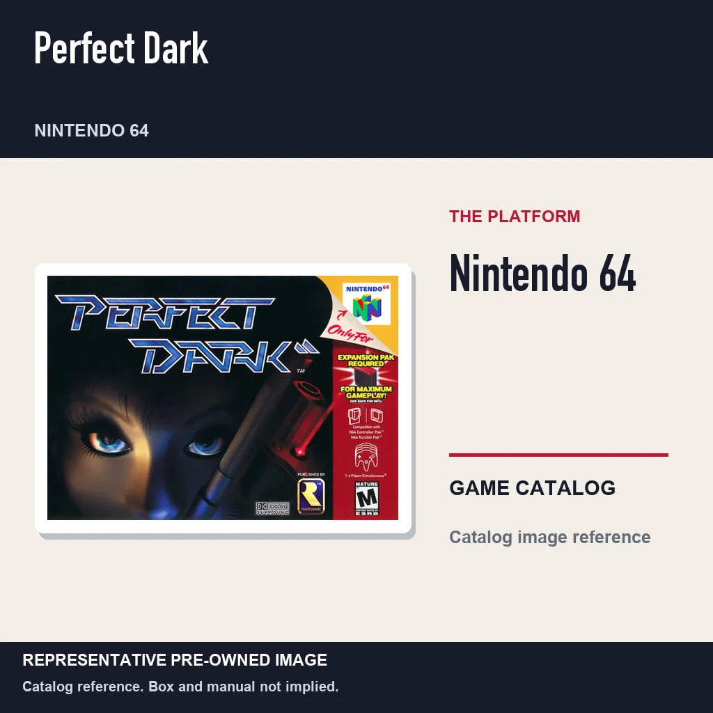 Representative pre-owned Perfect Dark (Nintendo 64), platform product layout.