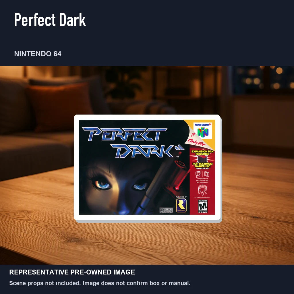 Representative pre-owned Perfect Dark (Nintendo 64), product image in a styled room scene.