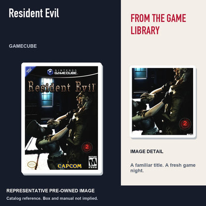 Representative pre-owned Resident Evil (GameCube), editorial image and detail.