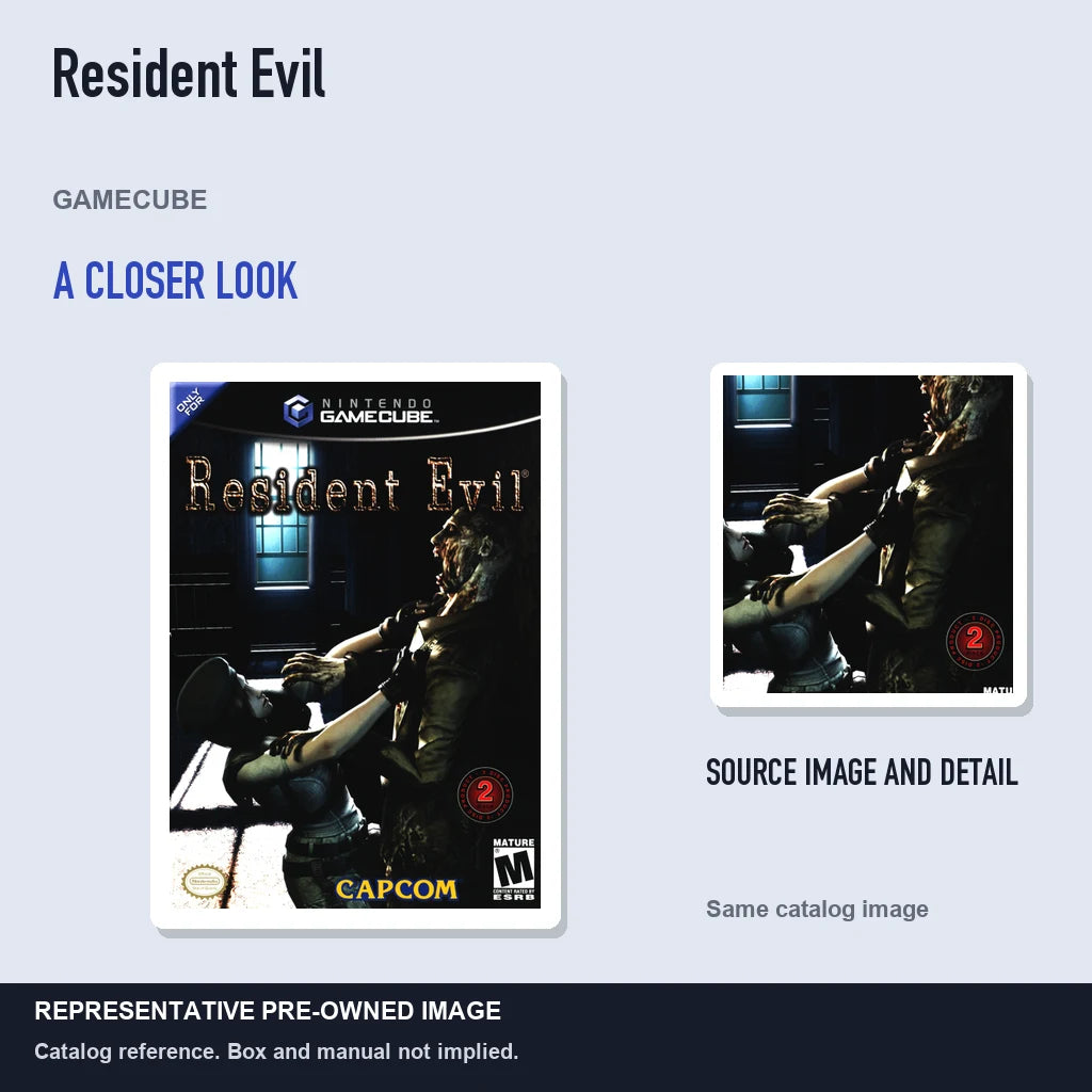Representative pre-owned Resident Evil (GameCube), full image with detail inset.