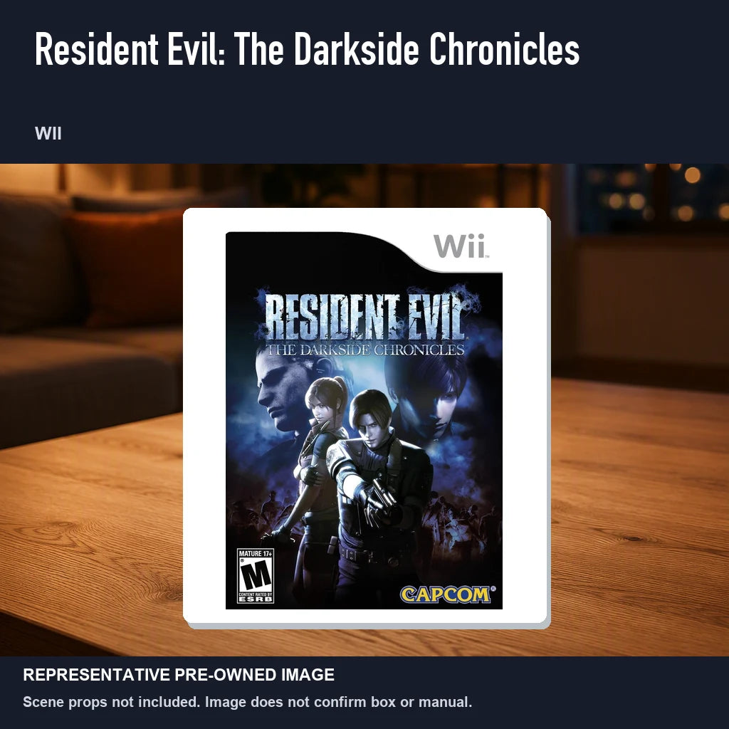 Representative pre-owned Resident Evil: The Darkside Chronicles (Wii), product image in a styled room scene.