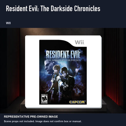 Representative pre-owned Resident Evil: The Darkside Chronicles (Wii), product image on a display panel.