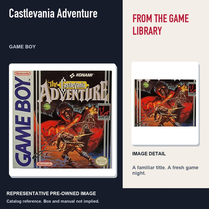 Representative pre-owned Castlevania Adventure (Game Boy), editorial image and detail.