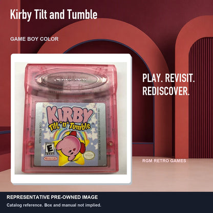 Representative pre-owned Kirby Tilt and Tumble (Game Boy Color), red retro product layout.