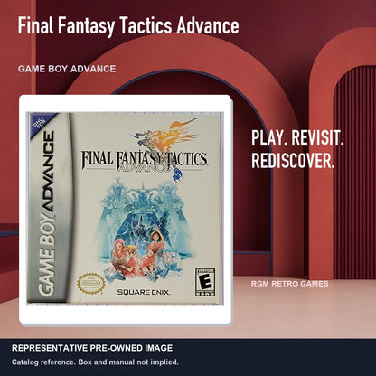 Representative pre-owned Final Fantasy Tactics Advance (Game Boy Advance), red retro product layout.