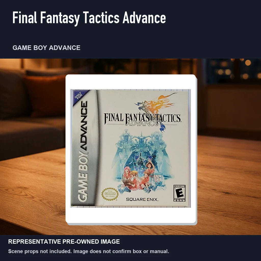 Representative pre-owned Final Fantasy Tactics Advance (Game Boy Advance), product image in a styled room scene.