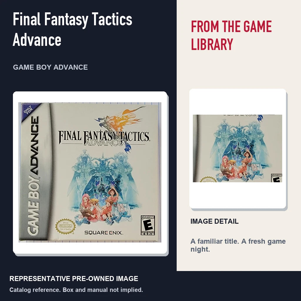 Representative pre-owned Final Fantasy Tactics Advance (Game Boy Advance), editorial image and detail.