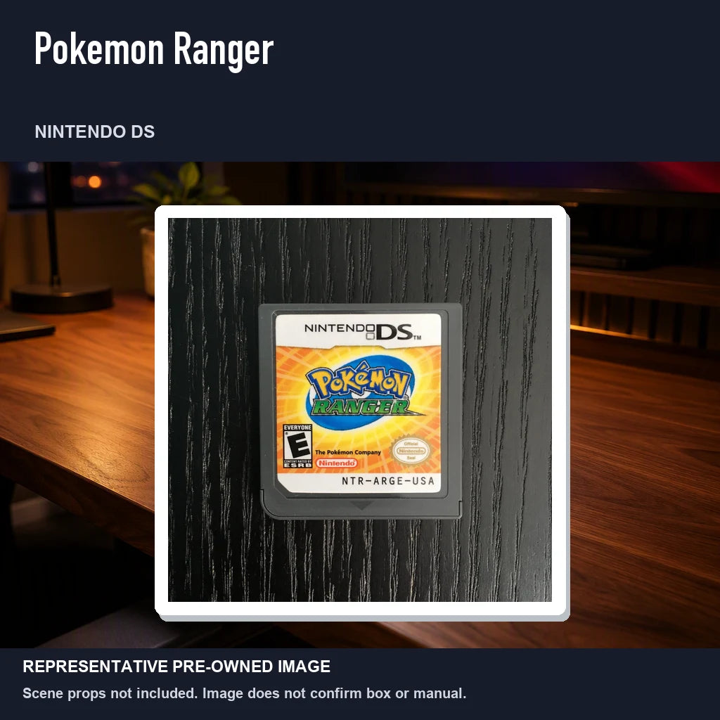 Representative pre-owned Pokemon Ranger (Nintendo DS), product image in a styled desk scene.