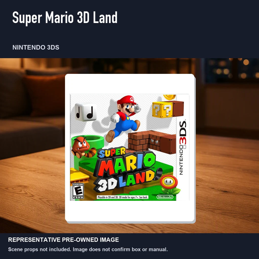 Representative pre-owned Super Mario 3D Land (Nintendo 3DS), product image in a styled room scene.