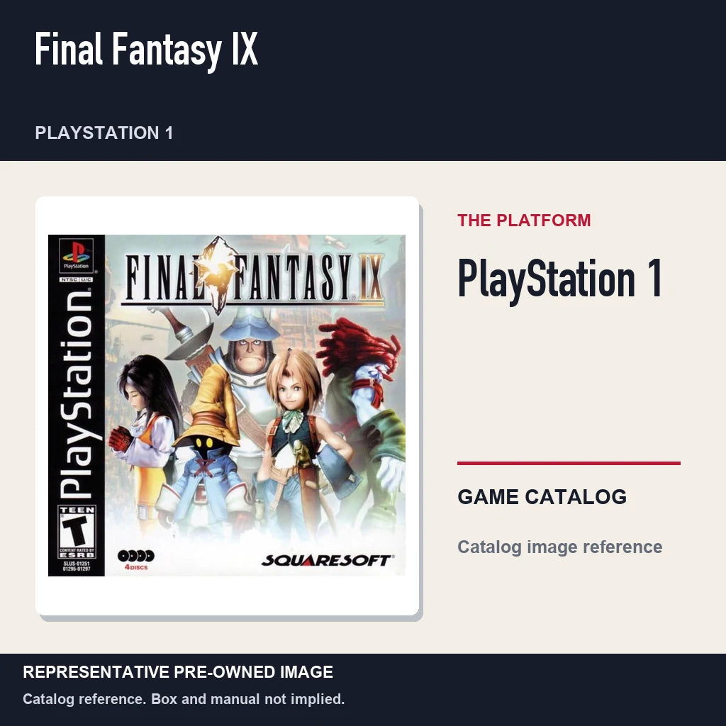 Representative pre-owned Final Fantasy IX (PlayStation 1), platform product layout.