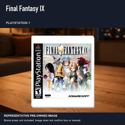 Representative pre-owned Final Fantasy IX (PlayStation 1), product image in a styled room scene.