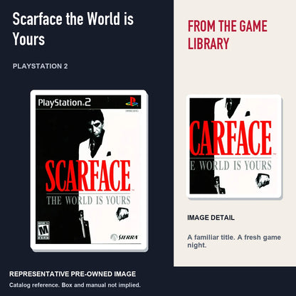 Representative pre-owned Scarface the World is Yours (PlayStation 2), editorial image and detail.