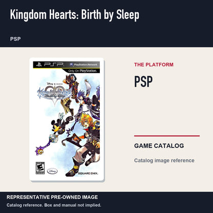 Representative pre-owned Kingdom Hearts: Birth by Sleep (PSP), platform product layout.