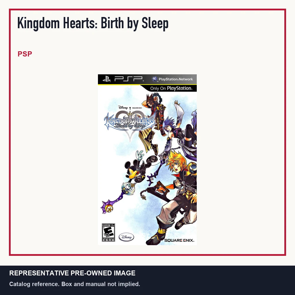 Representative pre-owned Kingdom Hearts: Birth by Sleep (PSP), minimal product layout.