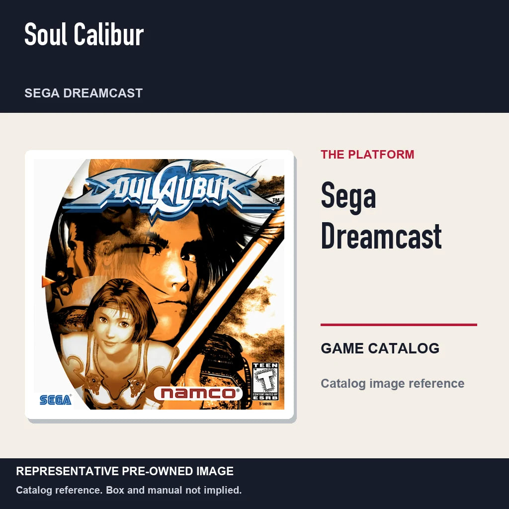 Representative pre-owned Soul Calibur (Sega Dreamcast), platform product layout.