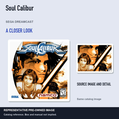 Representative pre-owned Soul Calibur (Sega Dreamcast), full image with detail inset.