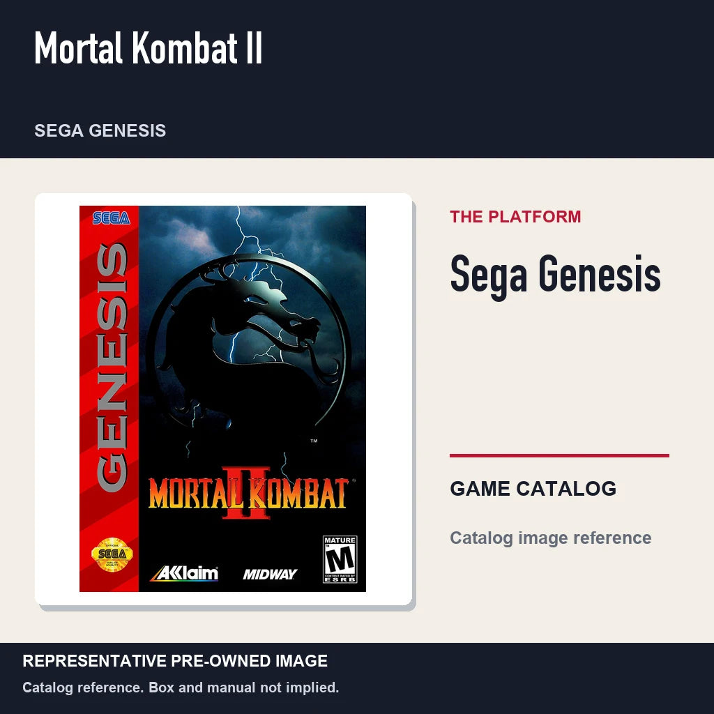 Representative pre-owned Mortal Kombat II (Sega Genesis), platform product layout.