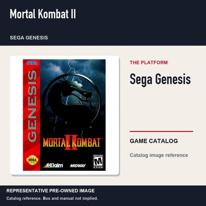 Representative pre-owned Mortal Kombat II (Sega Genesis), platform product layout.
